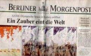 Tageszeitung "Berliner Morgenpost" zur Eröffnung der Olympischen Spiele in Sydney