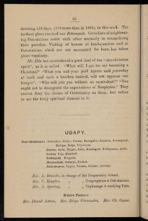26-30, Udapy (with several out-stations)