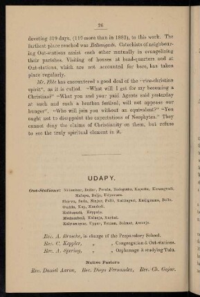 26-30, Udapy (with several out-stations)