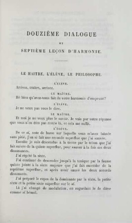 Douzième dialogue et septième lecon d'harmonie