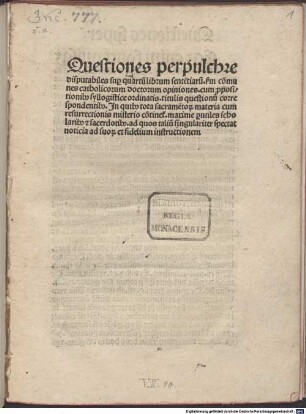 Quaestiones super quartum librum Sententiarum