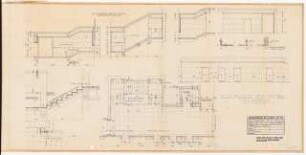 Reichsluftfahrtministerium, Berlin: Treppe V1 (West, 2.-5. OG): Grundriss, Schnitte 1:50, 1:20, Details 1:10
