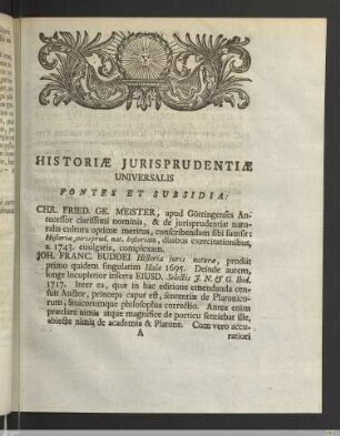 Historiæ Jurisprudentiæ Universalis