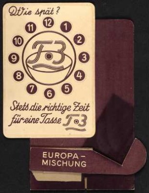 Reklameschild : Werbeaufsteller für Kaffee oder Tee-Reklame (T . 3) mit dem Hinweis Europa-Mischung
