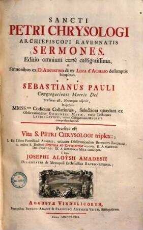 Sancti Petri Chrysologi Archiepiscopi Ravennatis Sermones