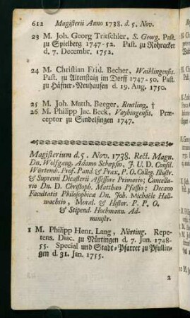 Magisterii Anno 1738 - 1742