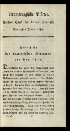 Fünftes Stük des dritten Quartals