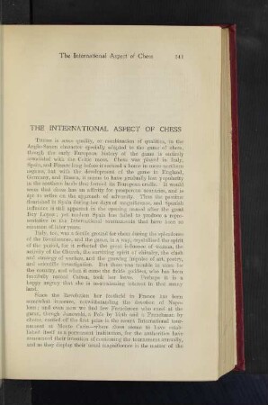 The International Aspect of Chess.