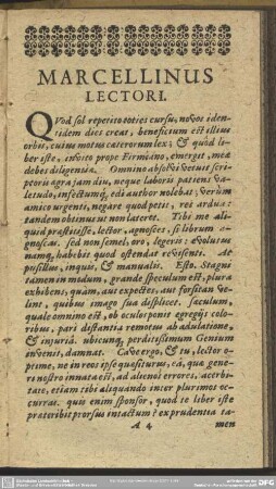 Marcellinus Lectori