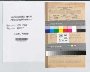 Entnazifizierung Walter Von Der Lieck, geb. 03.01.1894 (Buchhalter)