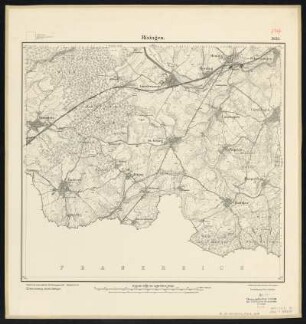 Messtischblatt [7307] = 3613 : Rixingen, heute Réchicourt-le-Château, Frankreich, 1914 : Messtischblatt [7307] = 3613 : Rixingen. - Aufn. 1882, hrsg. 1883, Auflagedruck 1914. - [Berlin] : Reichsamt für Landesaufnahme, 1914. - 1 Kt. : einfarbig. - Ohne Gitternetz. - Ohne Planzeiger. - Ohne Zeichenerklärung.