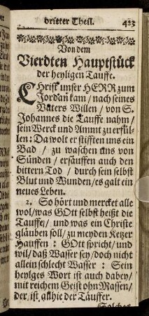 Von dem Vierdten Hauptsück der heyligen Tauffe.