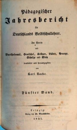 Pädagogischer Jahresbericht : von .... 5. 1851