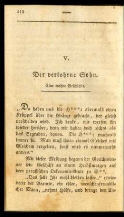V. Der verlohrne Sohn. Eine wahre Geschichte.
