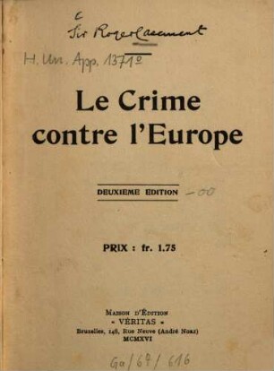 Le crime contre l'Europe
