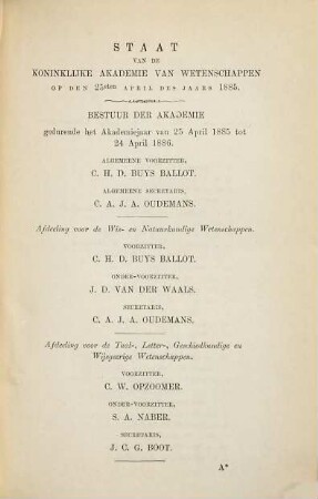 Jaarboek van de Koninklijke Akademie van Wetenschappen. 1885