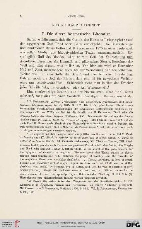 I. Die ältere hermetische Literatur