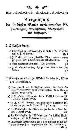 Verzeichniß der in diesem Bande vorkommenden Abhandlungen, Recensionen, Nachrichten und Anfragen