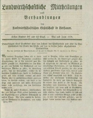 1.1830,5/6-11/12: Landwirthschaftliche Mittheilungen und Verhandlungen der Landwirthschaftlichen Gesellschaft in Litthauen