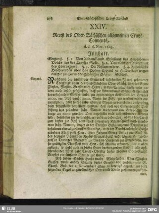 XXIV. Receß des Ober-Sächsischen allgemeinen Crays-Convents, d. d. 6. Nov. 1623