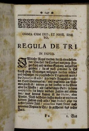 Regula De Tri in Duplo. - Gewinn- und Verlust-Rechnungen.