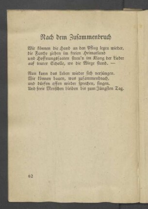 Nach dem Zusammenbruch