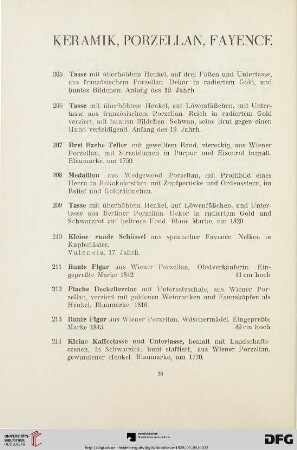 Keramik, Porzellan, Fayence (Nr.205-234)