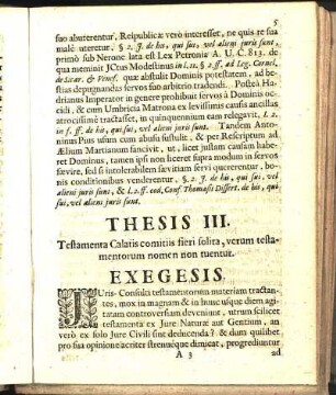 Thesis III. Testamenta Calatis comitiis fieri solita, verum testamentorum nomen non tuentur.