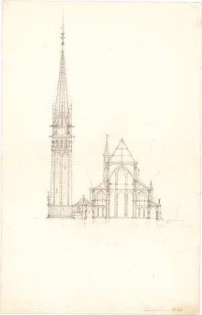 Schmidt, Heinrich von; München; St. Maximilian - Ansicht m. Schnitt