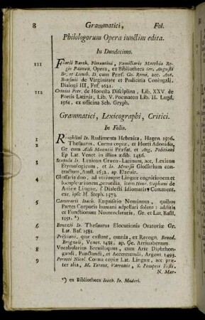 Grammatici, Lexicographi, Critici. - De Lingua Germanica, etc.