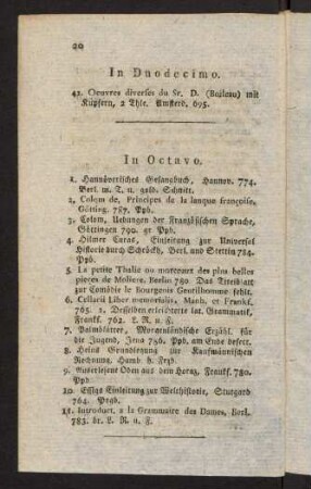 20-23, In Octavo; In 12mo et 16mo; In Folio