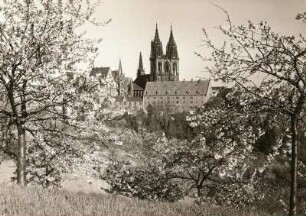 Meißen. Albrechtsburg und Dom. Blick von Nordwesten über das Meisatal