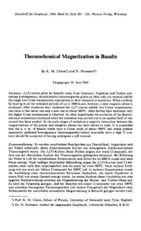 Thermochemical magnetization in basalts