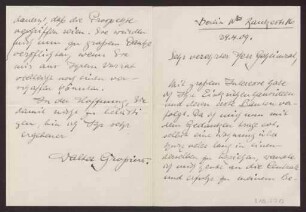 Schreiben an Hermann Muthesius (Brief)