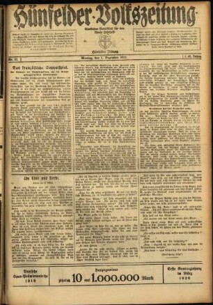 Ausgabe vom Montag, den 01. Dezember 1919.