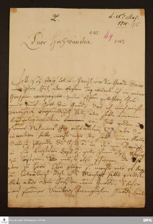 Brief von [Beate Henriette v. Reuß-Lobenstein ?] an August Hermann Francke.