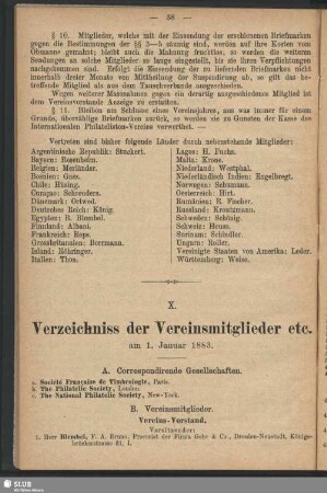 X. Verzeichniss der Vereinsmitglieder etc. am 1. Januar 1883