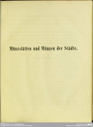 Münzstätten und Münzen der Städte