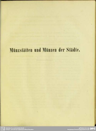 Münzstätten und Münzen der Städte