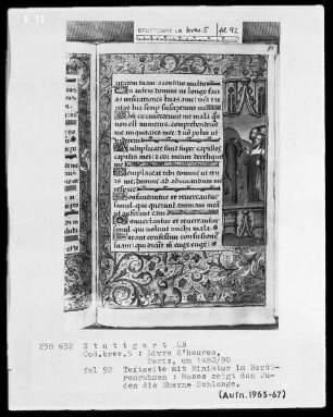 Lateinisches Stundenbuch (Livre d'heures) — Moses errichtet die eherne Schlange, Folio 92recto