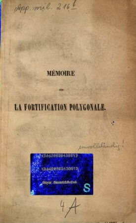 Mémoire sur la fortification polygonale, construite en Allemagne depuis 1815