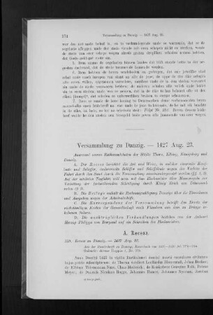 Versammlung zu Danzig. - 1427 Aug. 23.