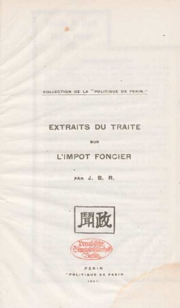 Extraits du traité sur l'impôt foncier : par J. B. R.