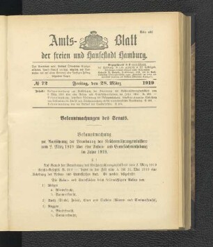 No.72, Freitag, den 28. März 1919