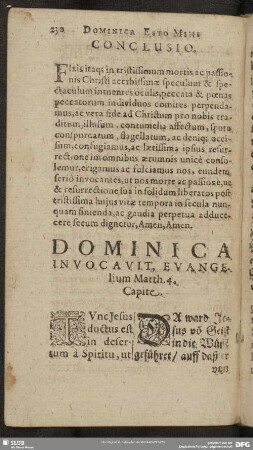 Dominica Invocavit, Evangelium Matth. 4. Capite