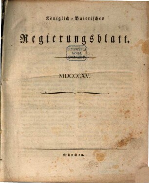 Königlich-Baierisches Regierungsblatt. 1815