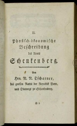 II. Physisch-ökonomische Beschreibung des Amts Schenkenberg