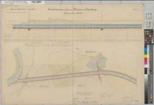 Ems Kanalisierung Blatt 8 Schleusenanlage bei Hüntel Höhenprofil und Lage 1890 1 : 100/2000 69 x 99 kol. Zeichnung A. Franke, Wasserbauinspektor Wasser- und Schiffahrtsdirektion Münster