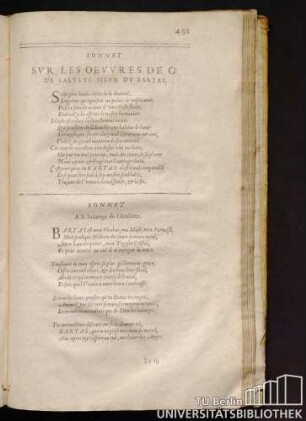Sonnet Sur Les Oevvres De G. De Saluste Sieur Du Bartas. Sonnet A la louange de l'Autheur.