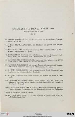 Sonnabend, den 23. April 1938, vormittags ab 10 Uhr (Nr. 575-897)